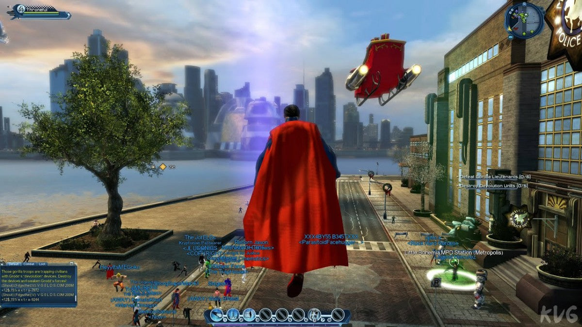 DC Universe Online PlayStation 3 MMORPG massively multiplayer online superhero action video game create-your-own-hero villain DC Comics universe Superman Batman Joker factions iconic villains missions combat co-op gameplay screenshot