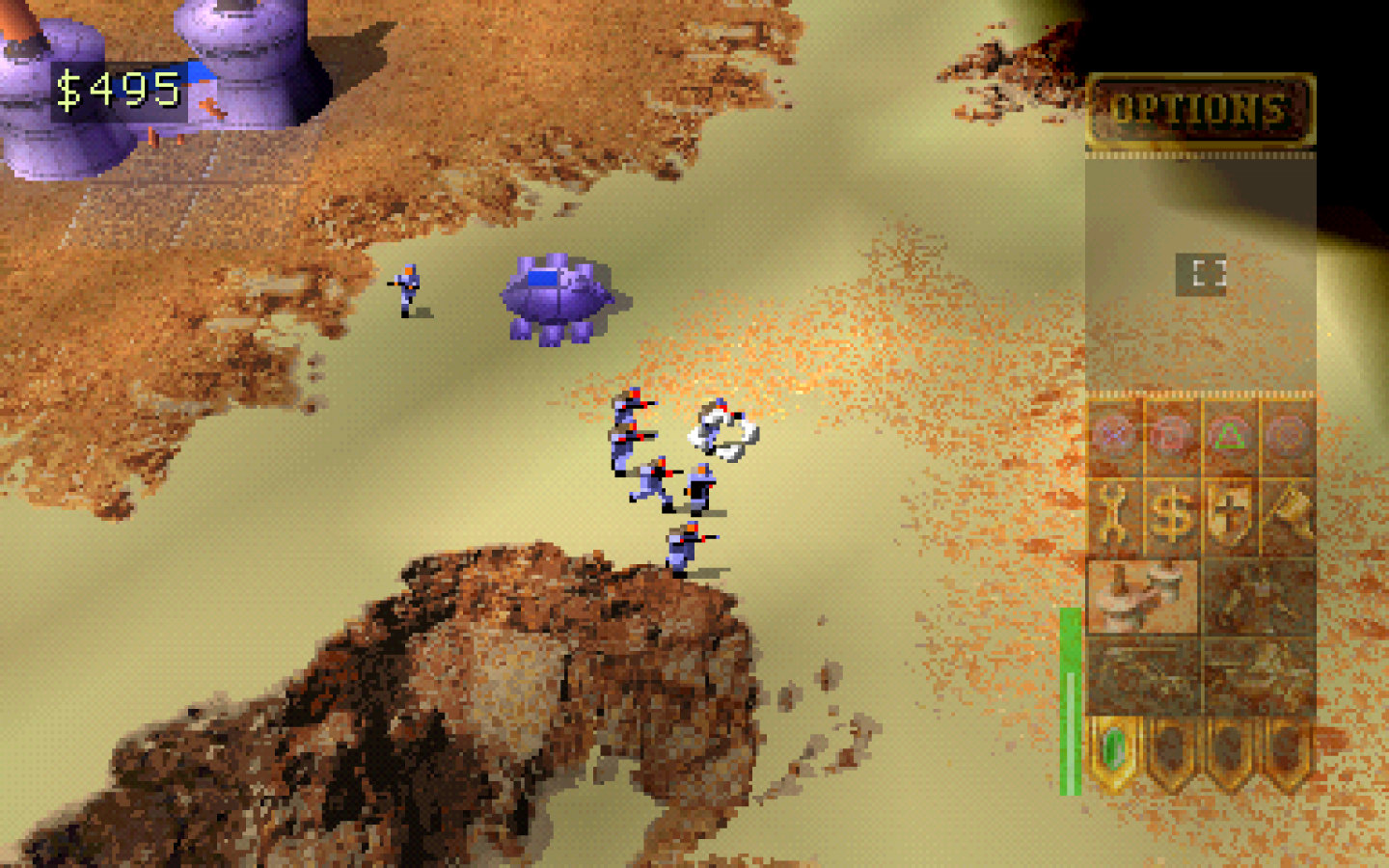 Dune 2000 PS1 PlayStation 1 real time strategy game base building resource management sci fi warfare desert planet combat retro video game gameplay