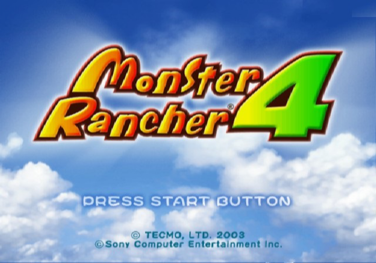Monster Rancher 4 PlayStation 2 (PS2) monster breeding RPG video game title screen
