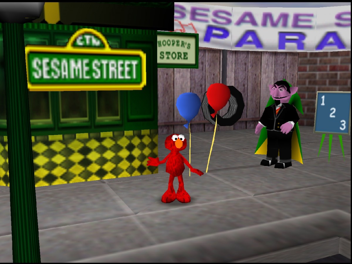 Elmo's Number Journey game for the Nintendo 64 featuring educational gameplay designed for children with number based learning activities puzzles and interactive Sesame Street themed environments starring Elmo in a boxed retail release format gameplay 