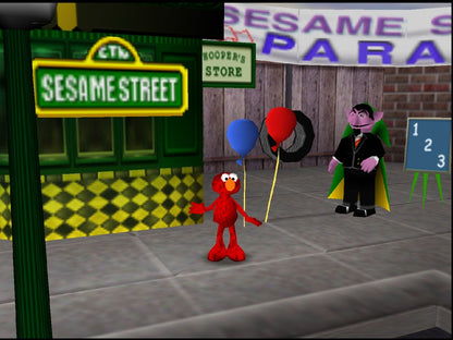 Elmo's Number Journey game for the Nintendo 64 featuring educational gameplay designed for children with number based learning activities puzzles and interactive Sesame Street themed environments starring Elmo in a boxed retail release format gameplay 