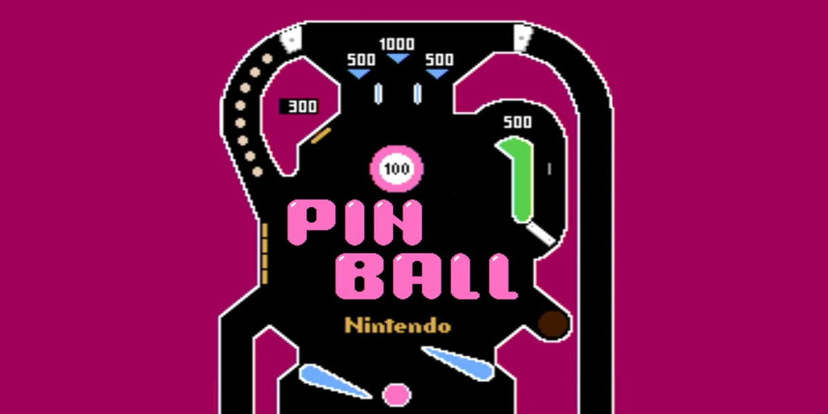 Pinball Nintendo Entertainment System NES video game featuring classic pinball gameplay arcade style table action flippers bumpers targets bonus stages high score challenges and simple 8 bit Nintendo gameplay retro video game collection collectible gaming appeal gameplay