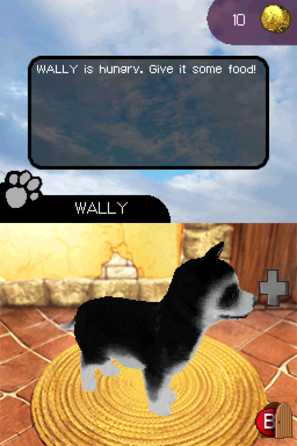 Paws & Claws Dogs and Cats Best Friends Nintendo DS gameplay for retro video game featuring virtual pet care gameplay, adorable puppies and kittens, feeding and grooming activities, animal companionship, and family friendly simulation fun on the Nintendo DS handheld system