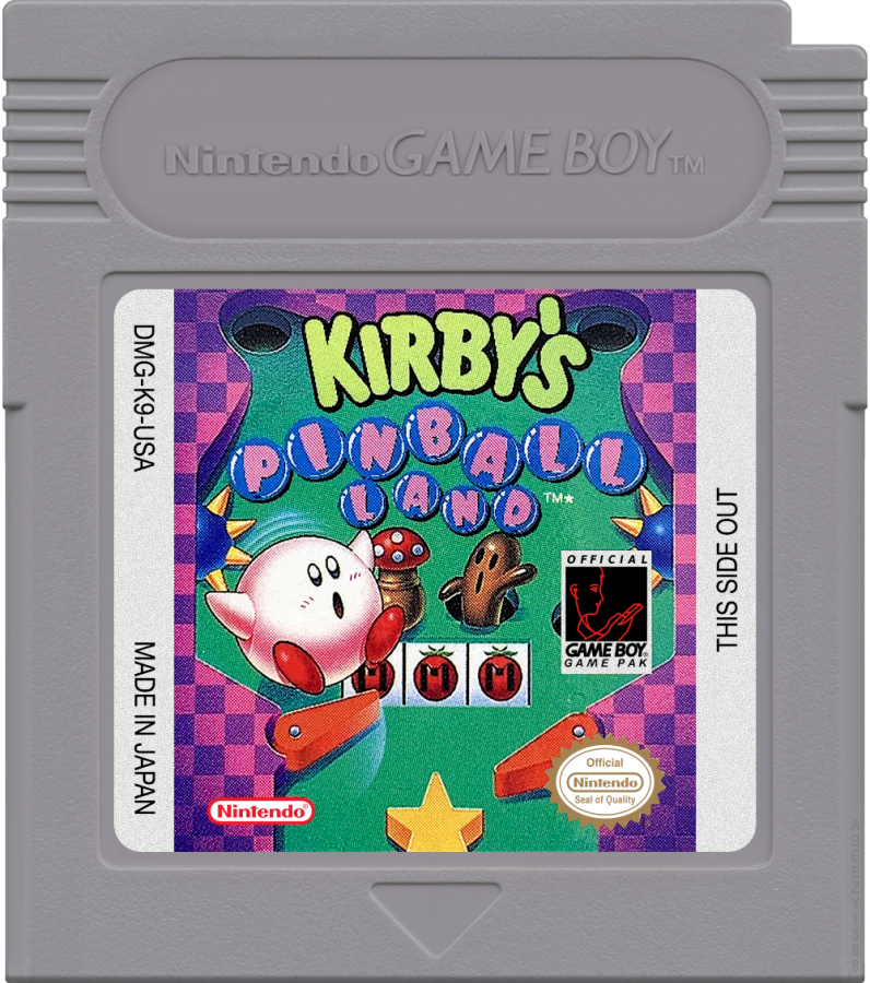 Kirby's Pinball Land cartridge art for Game Boy (GB) video game