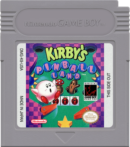 Kirby's Pinball Land cartridge art for Game Boy (GB) video game