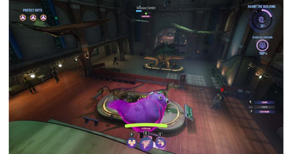 Ghostbusters: Spirits Unleashed for PlayStation 4 (PS4) at Gamers INC, featuring fun asymmetrical multiplayer where teams of Ghostbusters hunt a player-controlled ghost, with customizable gear, classic Ghostbusters humor, and spooky haunted locations to capture or escape from the paranormal chaos gameplay screenshot