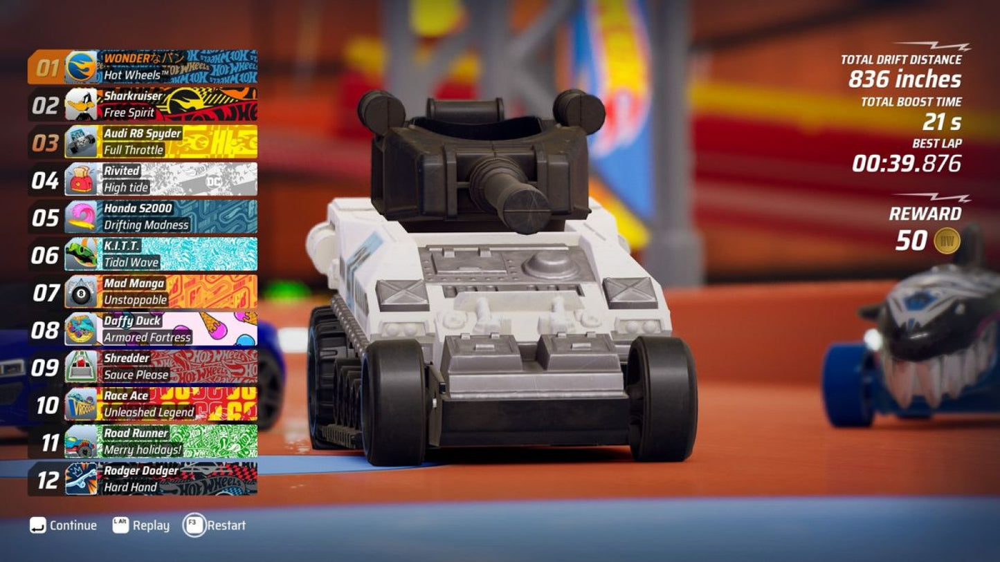 Hot Wheels Unleashed PlayStation 5 racing game featuring fast paced arcade style racing iconic Hot Wheels vehicles customizable tracks split screen and online multiplayer modes and vibrant high speed gameplay with detailed miniature car environments gameplay