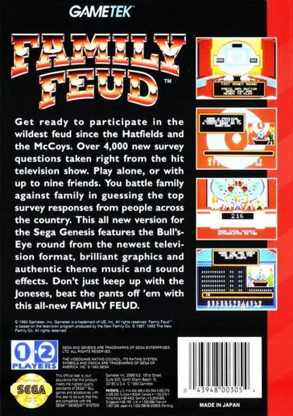 Family Feud back cover art for Sega Genesis (GEN) video game