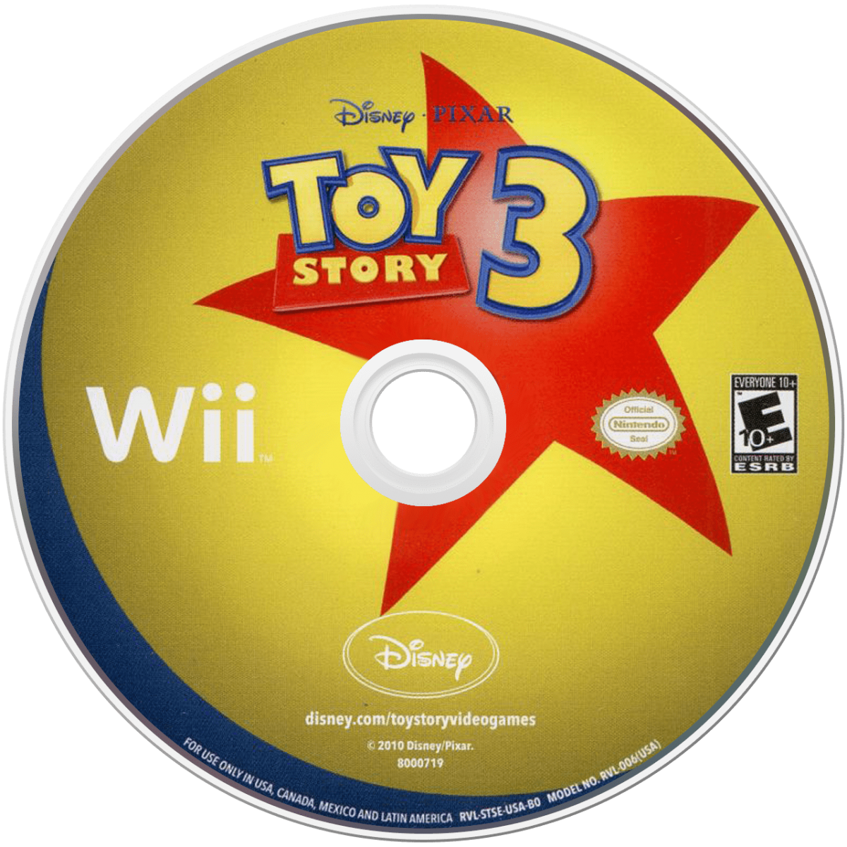 Disney Pixar Toy Story 3: The Video Game disc cover art for Nintendo Wii (Wii) video game