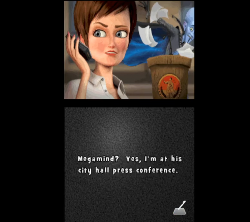 MegaMind The Blue Defender Nintendo DS action hero platformer based on the animated film building gadgets defeating villain THQ licensed title gameplay