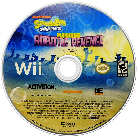 SpongeBob SquarePants Plankton's Robotic Revenge Nintendo Wii for action adventure video game fans featuring SpongeBob and Bikini Bottom characters robotic enemies third person shooting gameplay cooperative multiplayer colorful environments cartoon humor and family friendly adventure collectible gaming appeal disc
