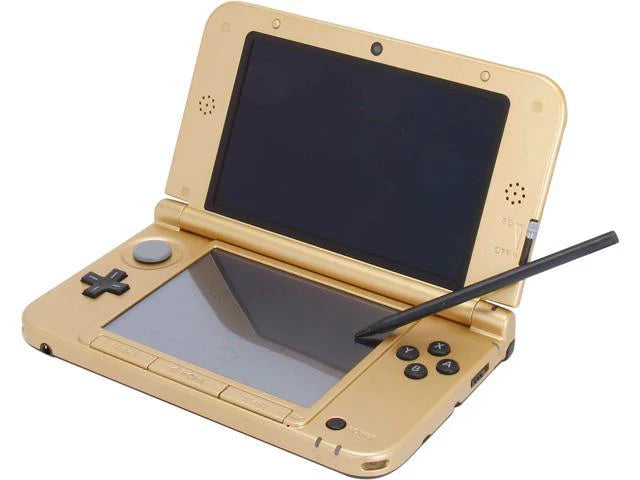 The Legend of Zelda A Link Between Worlds Limited Edition Nintendo 3DS XL console featuring exclusive Zelda-themed design and collectible handheld gaming system inside display of dual screens