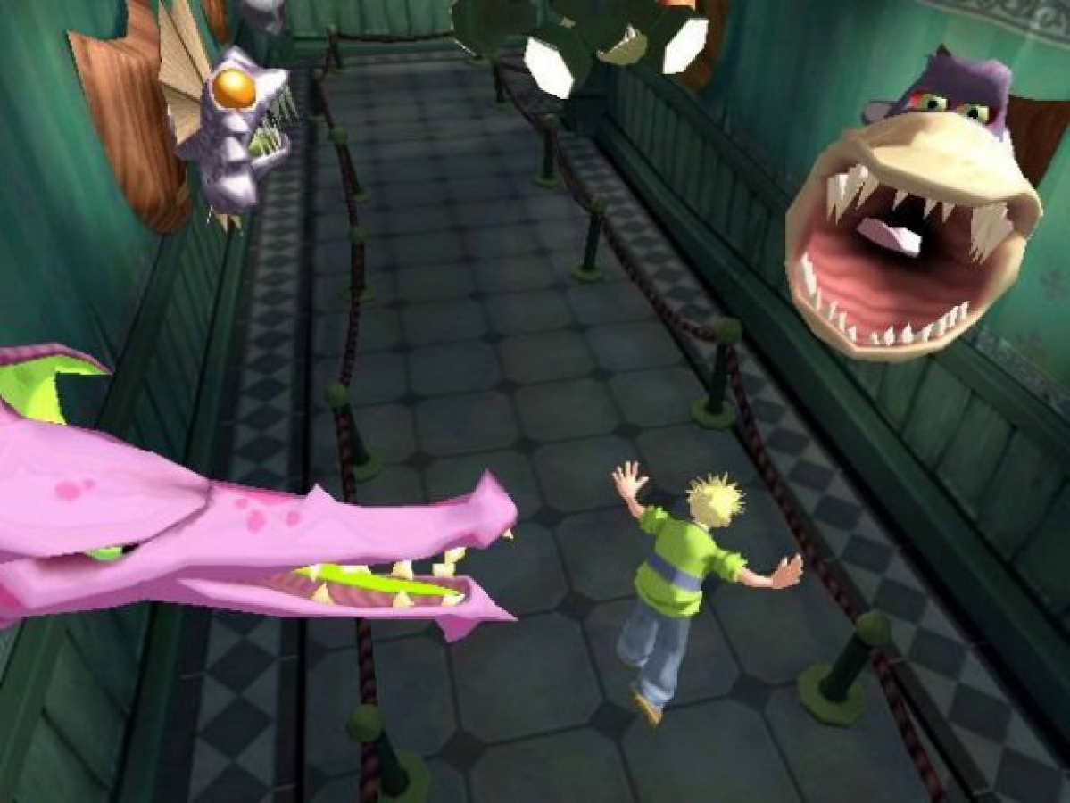 Grabbed by the Ghoulies retro Xbox video game Grabbed by the Ghoulies spooky action adventure beat em up platform style comedy horror game Rare developed console title Xbox release gameplay