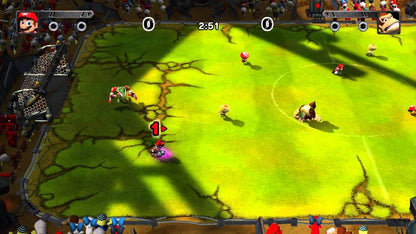 Mario Strikers Charged Wii video game featuring fast paced arcade style soccer gameplay iconic Super Mario characters multiplayer action motion controls and classic Nintendo sports party title gameplay