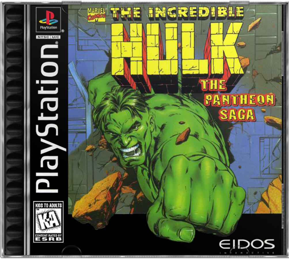 Incredible Hulk: The Pantheon Saga retro superhero action fighting game for PlayStation 1 (PS1) cover art