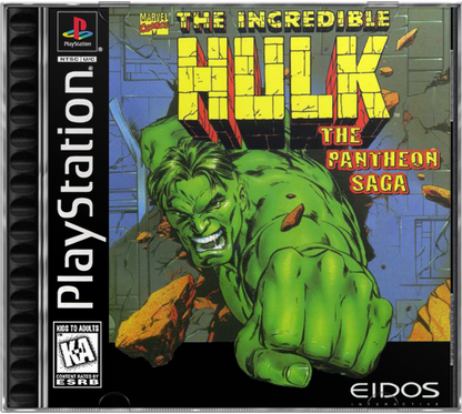 Incredible Hulk: The Pantheon Saga retro superhero action fighting game for PlayStation 1 (PS1) cover art