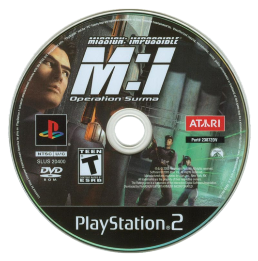 Mission Impossible Operation Surma PS2 Sony PlayStation 2 stealth action game espionage infiltration missions Tom Cruise inspired spy gameplay gadgets hacking stealth combat third person perspective tactical objectives retro gaming PlayStation 2 software video game title disc