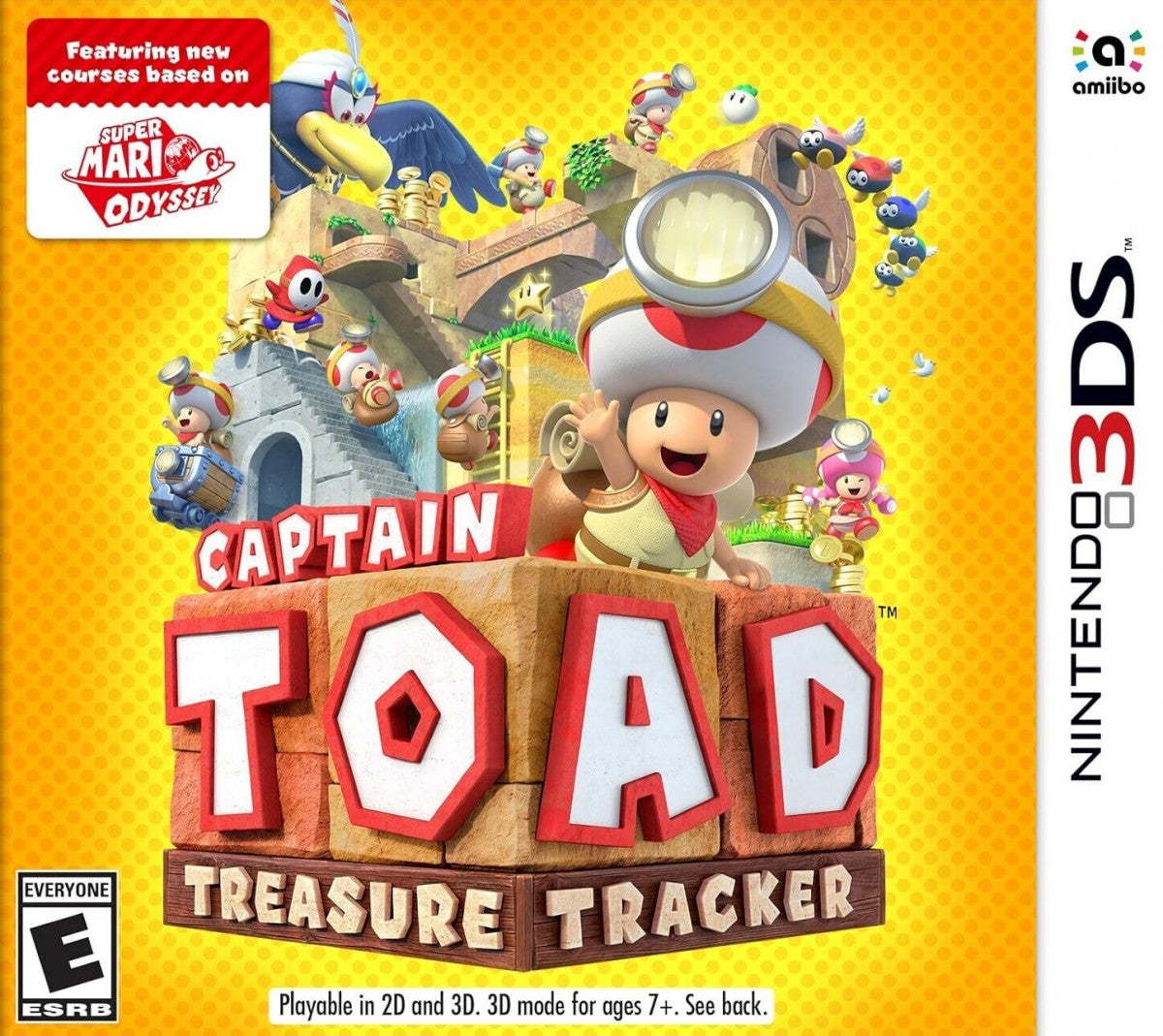 Retro Captain Toad Treasure Tracker Nintendo 3DS inspired design featuring charming puzzle platform adventure aesthetic colorful miniature diorama worlds Captain Toad exploration gameplay clever level navigation whimsical Nintendo handheld gaming nostalgia presentation front cover 