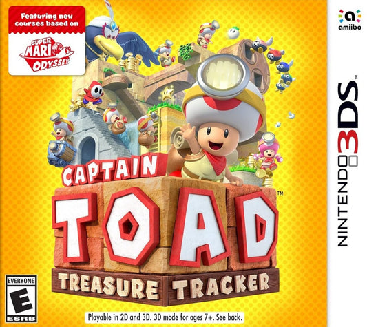 Retro Captain Toad Treasure Tracker Nintendo 3DS inspired design featuring charming puzzle platform adventure aesthetic colorful miniature diorama worlds Captain Toad exploration gameplay clever level navigation whimsical Nintendo handheld gaming nostalgia presentation front cover 