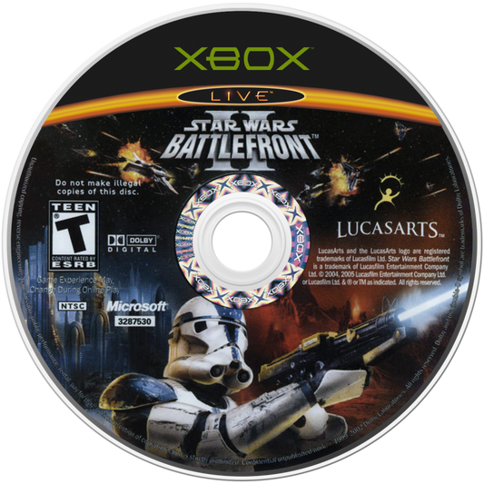 Star Wars Battlefront II Xbox inspired design featuring epic sci fi warfare aesthetic galactic battles iconic heroes and villains infantry combat space dogfights Clone Wars action immersive Star Wars adventure nostalgic multiplayer presentation disc 