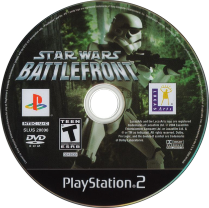 Star Wars Battlefront PS2 PlayStation 2 first person shooter third person shooter action game multiplayer galactic warfare Star Wars battles retro video game disc