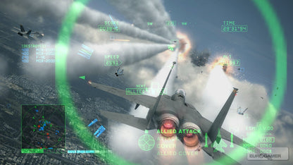 LocaAce Combat 6 Fires of Liberation Platinum Hits Xbox 360 game featuring realistic modern jet fighter combat large scale aerial battles cinematic campaign online multiplayer modes and immersive military flight simulation by Namco Bandai gameplay