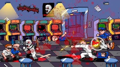 Terrifier The ARTcade Game Nintendo Switch for video game enthusiasts featuring side scrolling beat em up gameplay retro inspired pixel art brutal arcade action cooperative multiplayer horror themed levels Art the Clown and collectible gaming appeal gameplay
