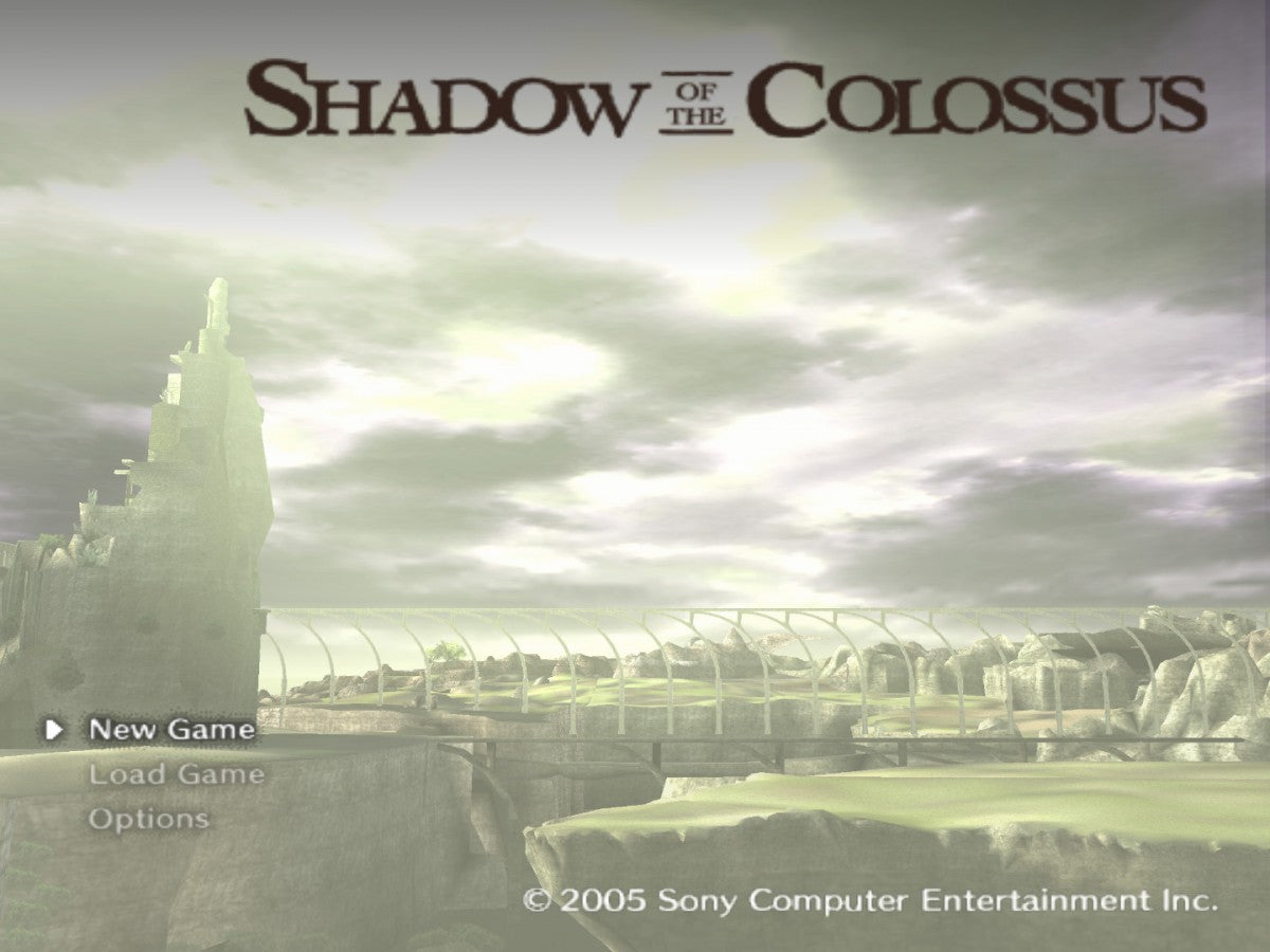 Shadow of the Colossus [Greatest Hits] title screen for Playstation 2 (PS2) video game