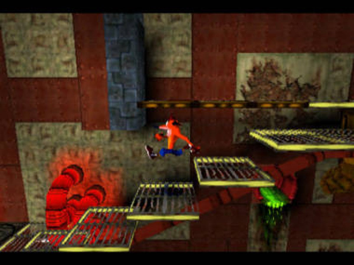 Crash Bandicoot PlayStation 1 PS1 video game, action platformer, classic mascot platforming gameplay, iconic Sony console title gameplay screenshot