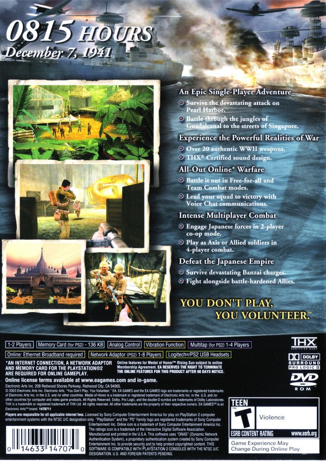 Medal of Honor: Rising Sun [Greatest Hits] back cover art for PlayStation 2 (PS2) video game