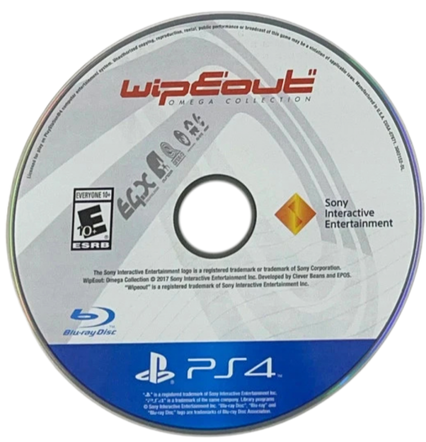 Wipeout Omega Collection – PlayStation 4 (PS4) video game disc, futuristic racing simulation.