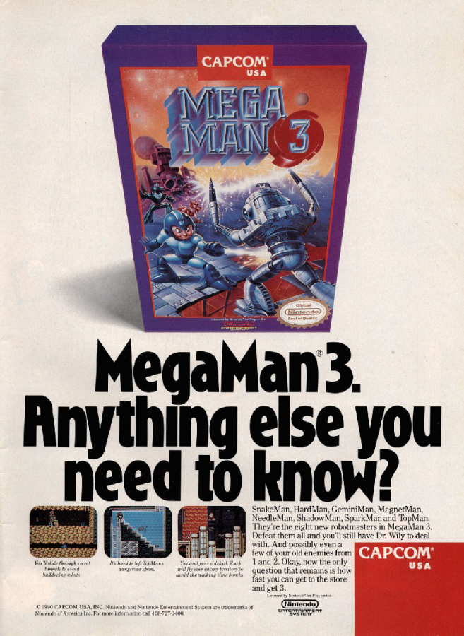 Mega Man 3 advert for Nintendo Entertainment System NES retro video game