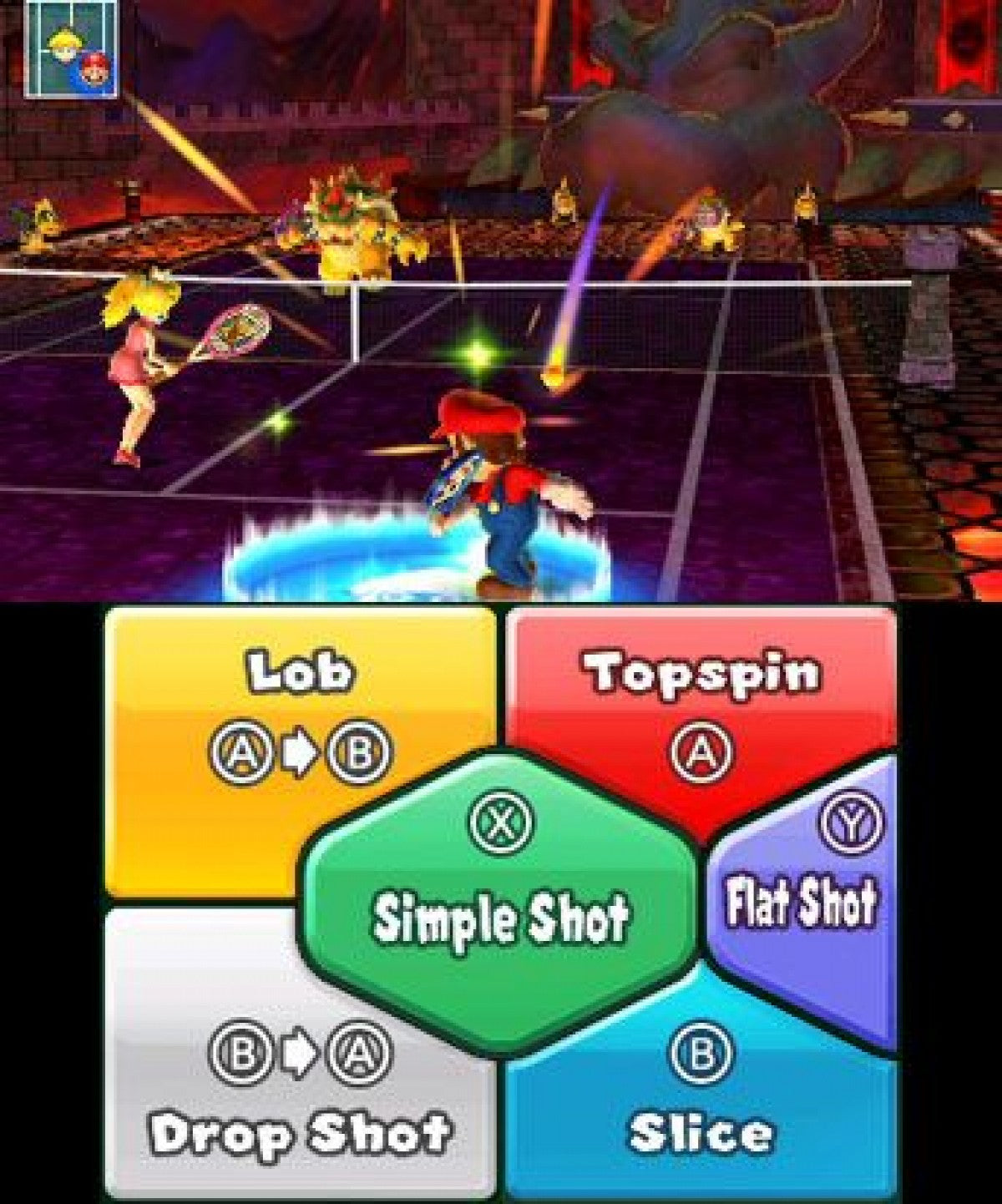 Mario Tennis Open retro Nintendo 3DS video game Mario Tennis sports tennis multiplayer competitive gameplay Mario characters arcade style matches handheld console title Nintendo 3DS release gameplay 