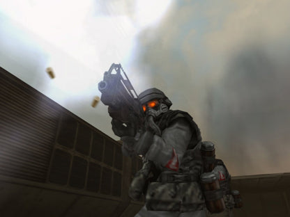 Killzone PS2 Sony PlayStation 2 first person shooter FPS military sci fi war game Helghast enemies tactical combat squad warfare Guerilla Games story campaign multiplayer split screen retro gaming PlayStation 2 software video game title gameplay