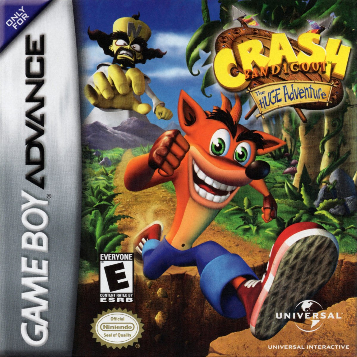 Crash Bandicoot The Huge Adventure – Game Boy Advance: Classic platforming action with Crash racing through colorful levels and collecting iconic power-ups front cover