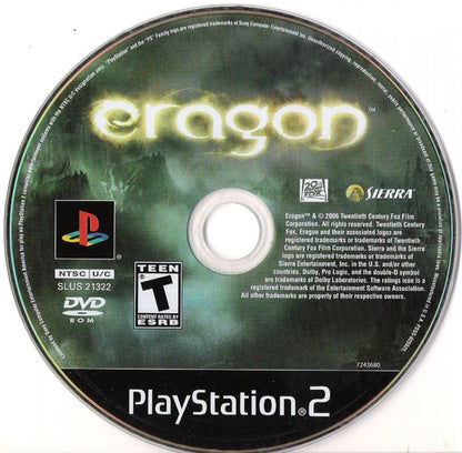 Eragon disc cover art for PlayStation 2 (PS2) video game.  