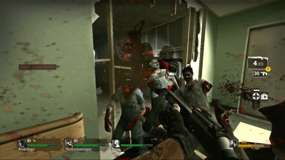 Left 4 Dead [Game of the Year][Platinum Hits] gameplay for Xbox 360 (X360) cooperative zombie survival first-person shooter video game