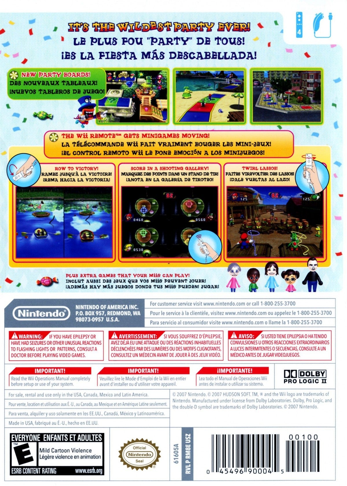 Mario Party 8 – Nintendo Wii (Wii) party board mini-game multiplayer video game back of case