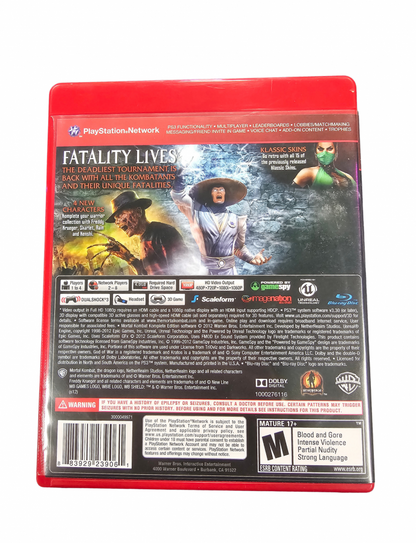 Mortal Kombat Komplete Edition Greatest Hits PlayStation 3 PS3 for fighting video game fans featuring iconic Mortal Kombat characters brutal combat fatalities special moves story mode challenging battles and classic arcade style gameplay collectible retro Sony PlayStation gaming appeal back