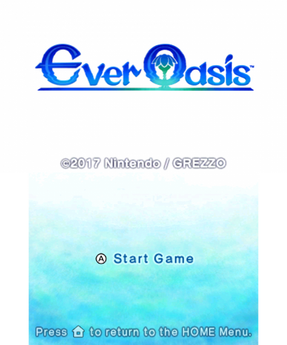 Ever Oasis home screen for Nintendo 3DS (3DS) action role-playing video game