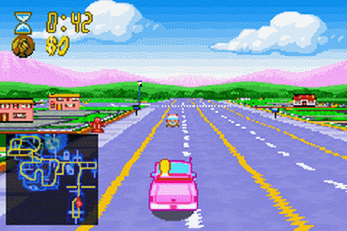 The Simpsons Road Rage Game Boy Advance GBA for retro video game enthusiasts featuring arcade driving gameplay Springfield themed taxi style missions cartoon inspired characters fast paced vehicle challenges pick up and drop off objectives handheld racing action and collectible gaming appeal gameplay 