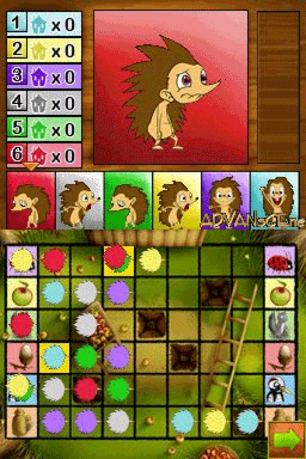Hurry Up Hedgehog gameplay for Nintendo DS (DS) puzzle board game video game