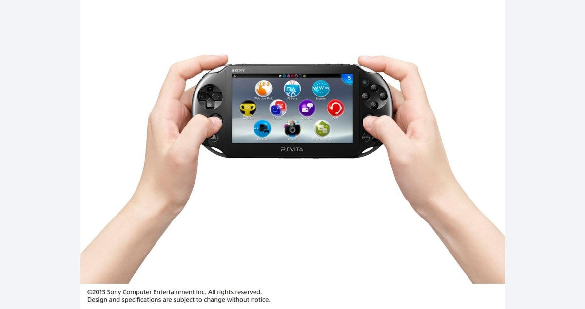 Sony PlayStation Vita 1101 PS Vita 1101 3G Black Scratch and Scuff Condition handheld gaming console featuring OLED touchscreen display dual analog sticks rear touchpad front and rear cameras 3G mobile connectivity Wi Fi wireless gaming portable PlayStation game compatibility black finish pre owned hardware with cosmetic wear retro gaming collection collectible handheld console appeal