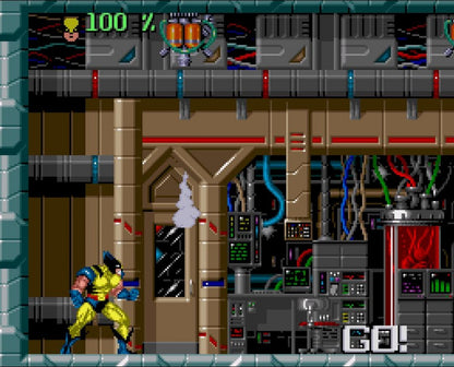 Wolverine Adamantium Rage Sega Genesis side-scrolling action-platformer video game featuring Marvel's clawed mutant with regenerative health system gameplay 