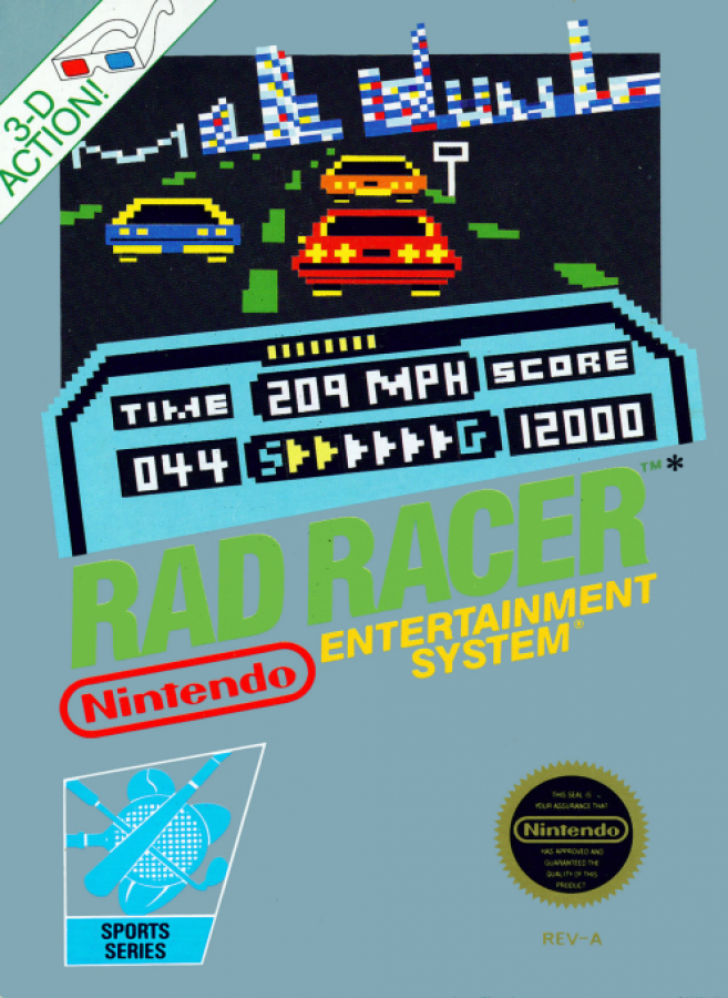 Rad Racer cover art for Nintendo Entertainment System (NES) retro video game
