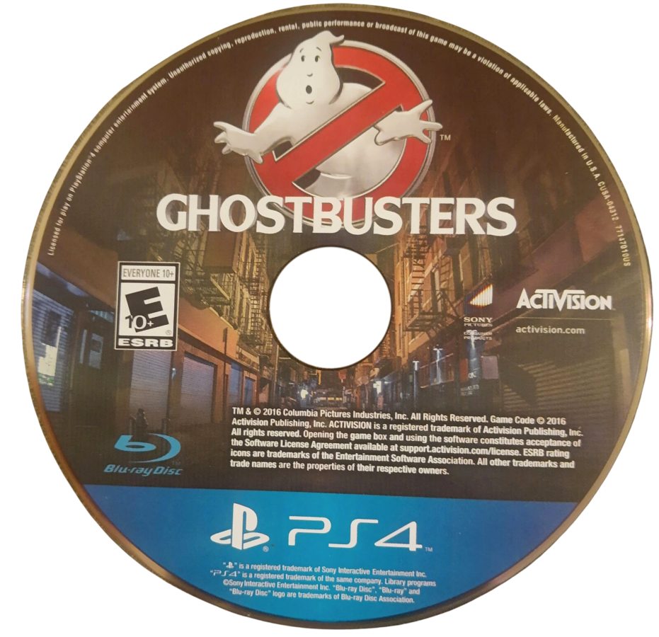 Ghostbusters – PlayStation 4 (PS4) video game disc, cooperative ghost-hunting action-adventure game by FireForge Games and published by Activision