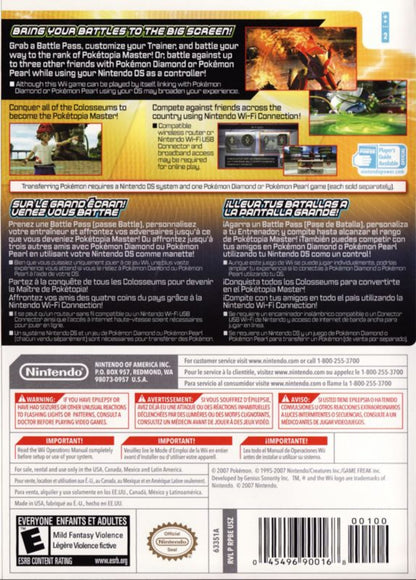 Pokemon: Battle Revolution back cover art for Nintendo Wii (Wii) video game