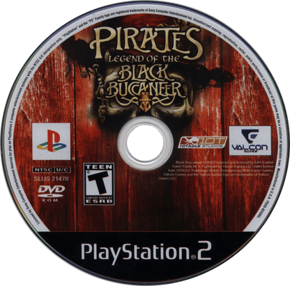 Pirates: Legend of the Black Buccaneer – PlayStation 2 (PS2) video game disc, action-adventure pirate game.