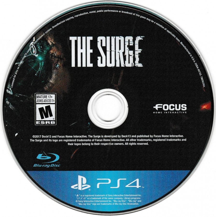 The Surge – PlayStation 4 (PS4) sci-fi action RPG video game disc