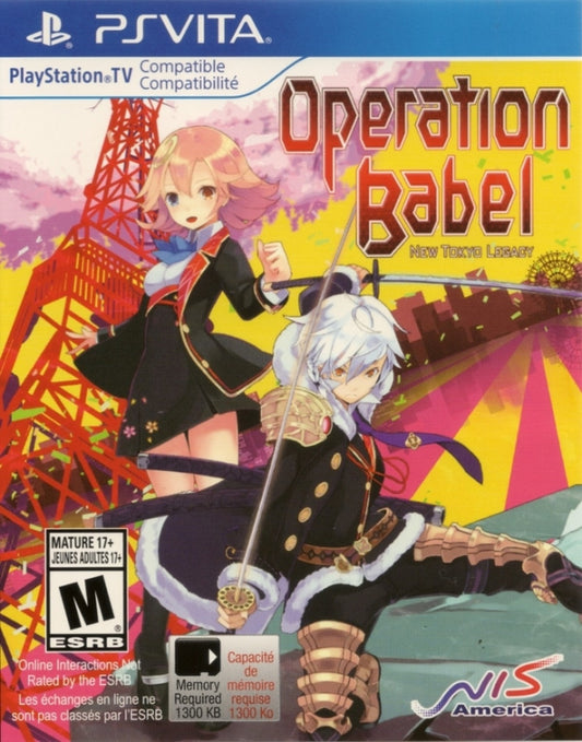 Operation Babel New Tokyo Legacy PlayStation Vita video game, dungeon crawler RPG, sci-fi adventure, turn-based gameplay, handheld console title front cover